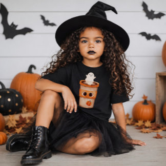 Cute Ghost Coffee Cup Toddler Halloween T-Shirt