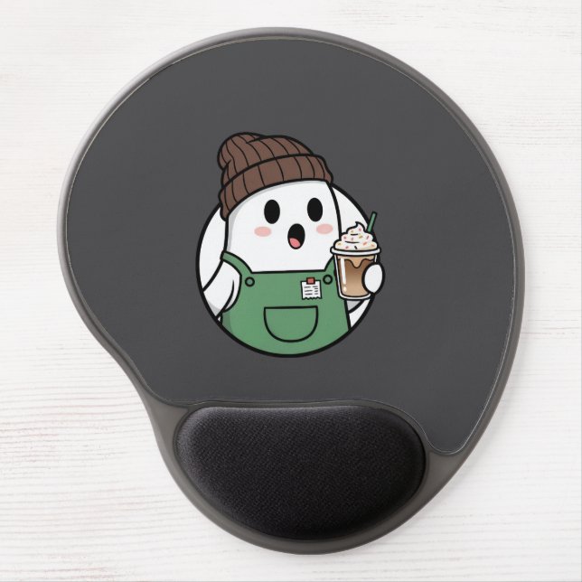 Cute Ghost Coffee Gel Mousepad (Front)
