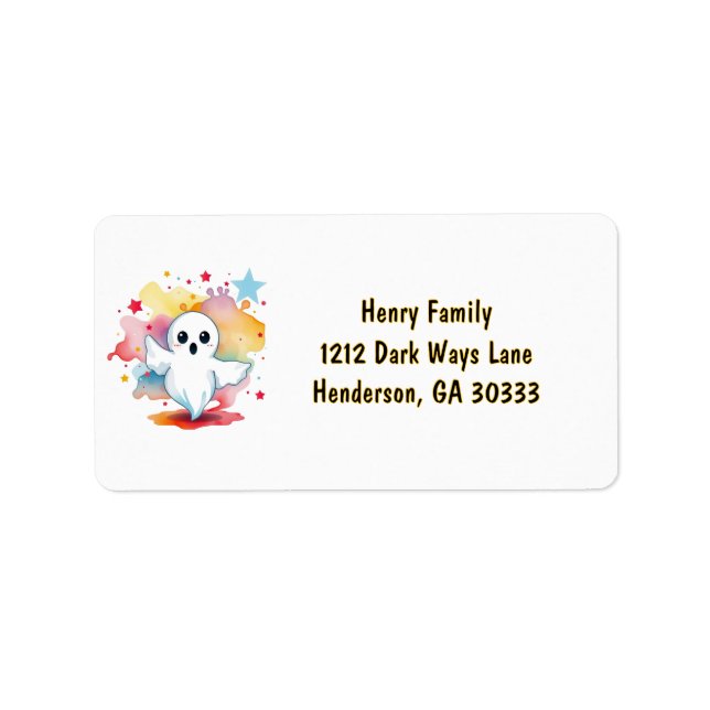 Cute Ghost Colorful  Label (Front)