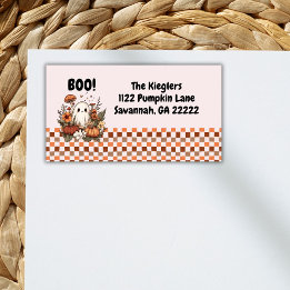 Cute Ghost Cottagecore Fall Halloween Address Label
