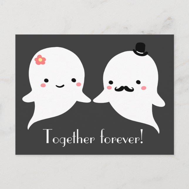 Cute Ghost Couple Postcard (Front)