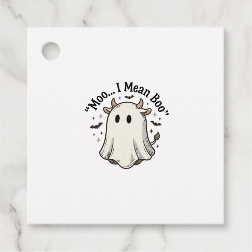 Cute Ghost Cow Halloween Moo I Mean Boo Shirt Desi Favor Tags