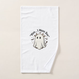 Cute Ghost Cow Halloween Moo I Mean Boo Shirt Desi Hand Towel