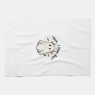 Cute Ghost Cow Halloween Moo I Mean Boo Shirt Desi Kitchen Towel