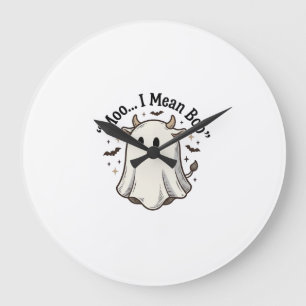 Cute Ghost Cow Halloween Moo I Mean Boo Shirt Desi Large Clock
