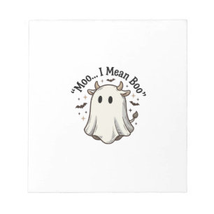 Cute Ghost Cow Halloween Moo I Mean Boo Shirt Desi Notepad