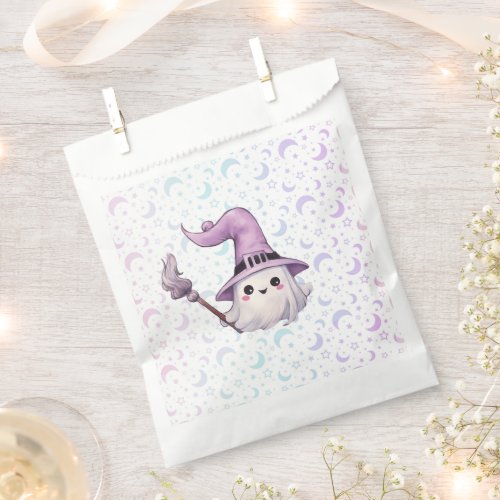 Cute Ghost Crescent Moon and Stars Happy Halloween Favor Bag