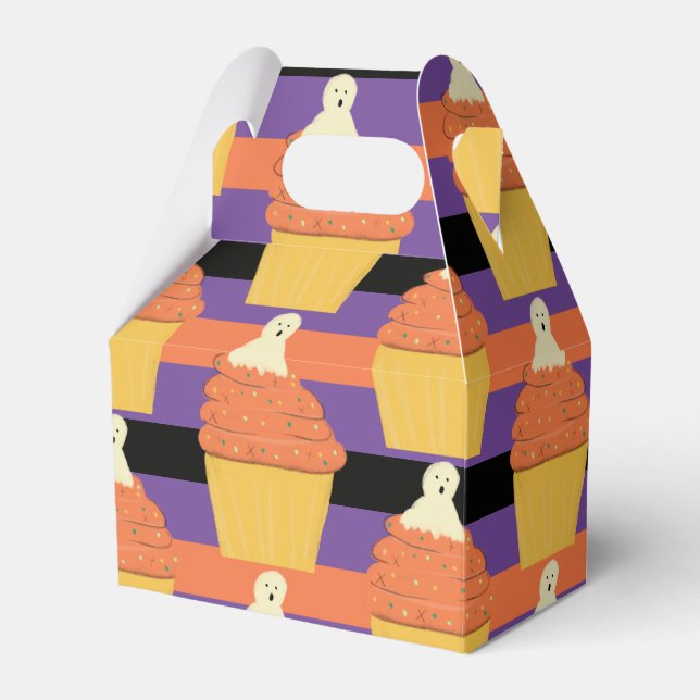 Cute Ghost Cupcake Halloween Party Favor Box (Front Side)