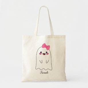 Cute Ghost Custom Halloween Treat or Trick Candy Tote Bag