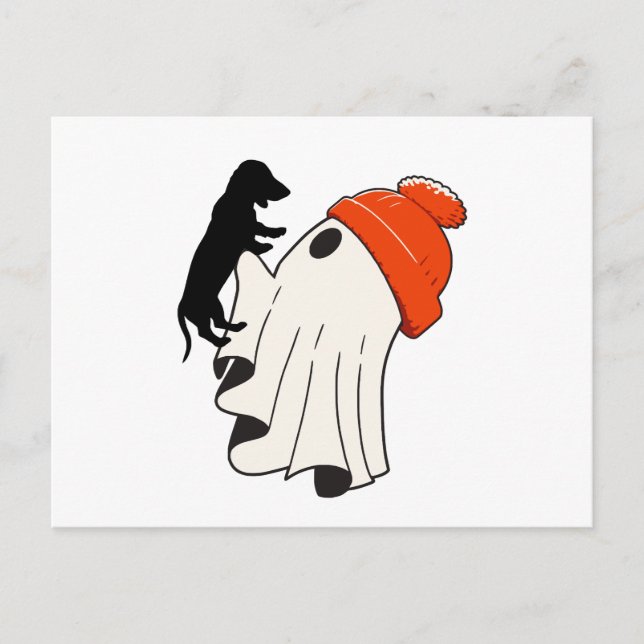 Cute Ghost Dachshund Lover  Holiday Postcard (Front)