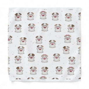 Cute Ghost Dog Halloween Bandana Pink Bow Spooky
