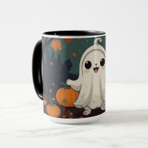 Cute Ghost Dog Lover Halloween Custom Coffee