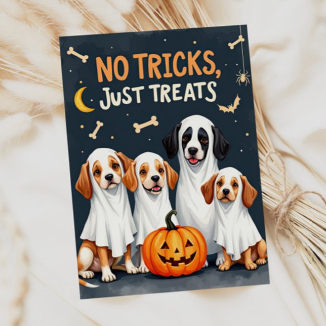 Cute Ghost Dogs Funny Halloween Card (Creator Uploaded)