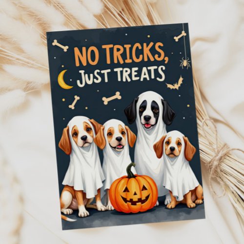 Cute Ghost Dogs Funny Halloween Card