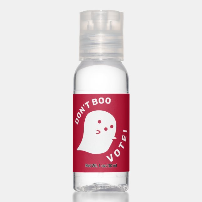 Cute Ghost Don't Boo, Vote! Hand Sanitizer Bottles (Front)