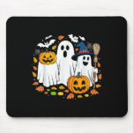 Cute Ghost Drinking Coffee Halloween Fall Ghost Bo Mouse Pad