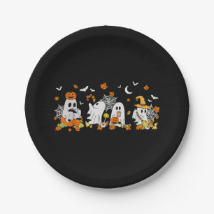 Cute Ghost Drinking Coffee Halloween Fall Ghost Bo Paper Plates