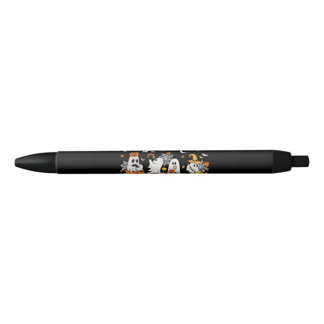 Cute Ghost Drinking Coffee Halloween Fall Ghost Bo Pen (Front)