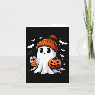 Cute Ghost Drinking Coffee Halloween Ghost Coffee Card