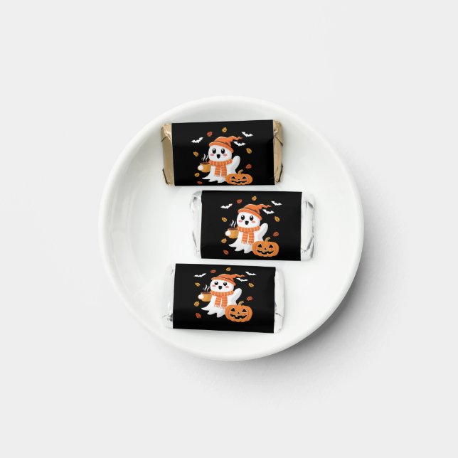 Cute Ghost Drinking Ice Coffee Halloween  Hershey's Miniatures (Plate)