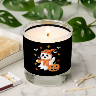 Cute Ghost Drinking Ice Coffee Halloween  Scented Candle
