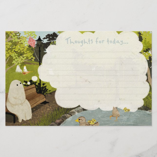Cute ghost - Duck pond summer Stationery (Front)