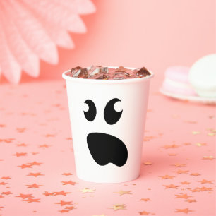 Cute ghost face paper cups for Halloween party