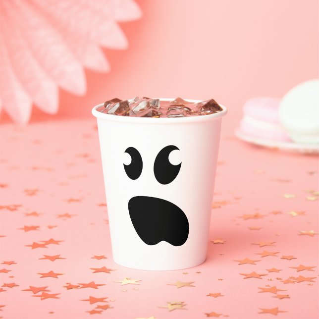 Cute ghost face paper cups for Halloween party (Insitu)