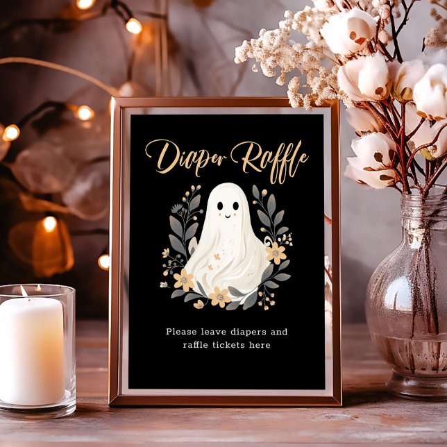 Cute Ghost Fall Diaper Raffle Baby Shower Sign (Creator Uploaded)