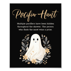Cute Ghost Fall Pacifier Hunt Baby Shower Sign