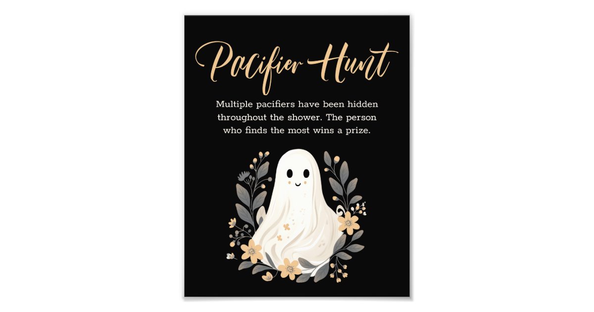Cute Ghost Fall Pacifier Hunt Baby Shower Sign | Zazzle