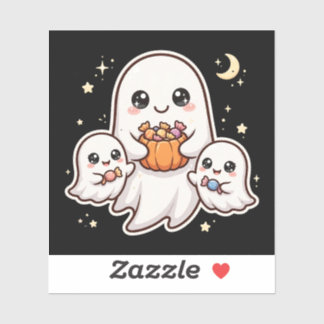 Cute Ghost Family Halloween Sticker