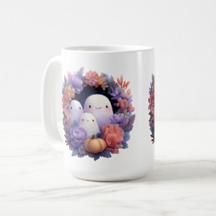 Cute Ghost Family Halloween Wreath Coffee Mug