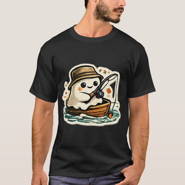 Cute Ghost Fishing Adventure T-Shirt (Front)