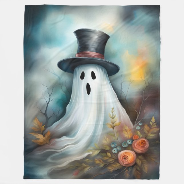 Cute Ghost Fleece Blanket (Front)