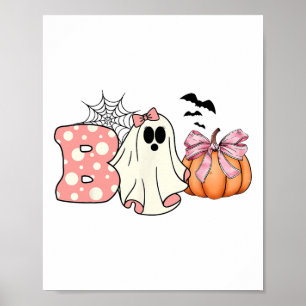 Cute Ghost Floral Boo Halloween Boy Girl Ghost Spo Poster