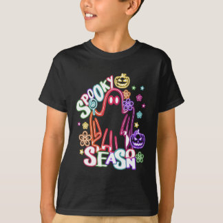 Cute Ghost Floral Coquette Halloween Pumpkin Spook T-Shirt