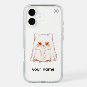 Cute Ghost Fox Halloween - Spooky Cute Chubby Anim iPhone 16 Case