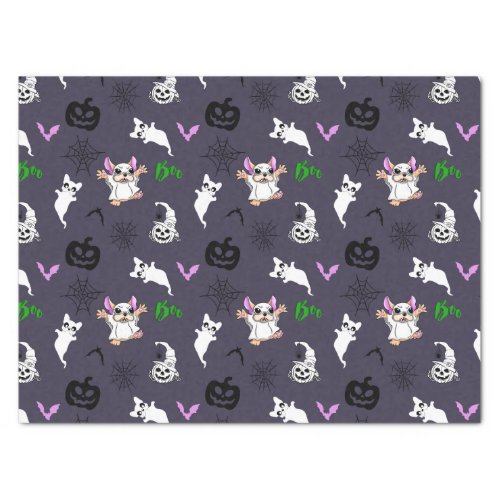 Cute ghost French Bulldog bat pumpkin Halloween Tissue Paper