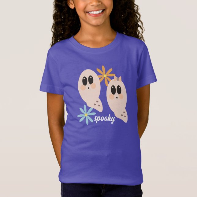 Cute Ghost Ghoul Retro Groovy Floral    T-Shirt (Front)