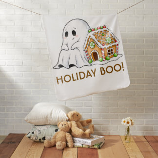 Cute Ghost & Gingerbread House Kids Baby Blanket