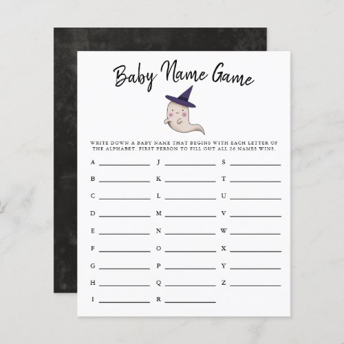 Cute Ghost Girl Baby Name Shower Game 