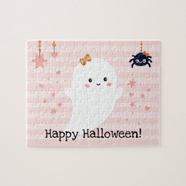 Cute Ghost Girly Happy Halloween Jigsaw Puzzle (Horizontal)