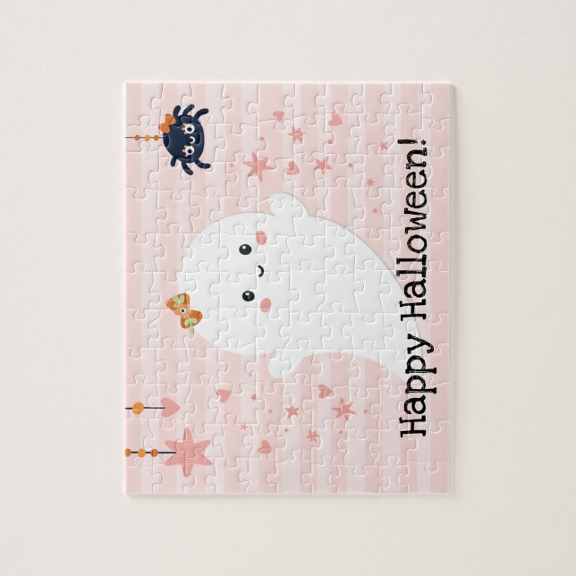 Cute Ghost Girly Happy Halloween Jigsaw Puzzle (Vertical)