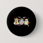 Cute Ghost Groovy Vintage Halloween Spooky Season  Button