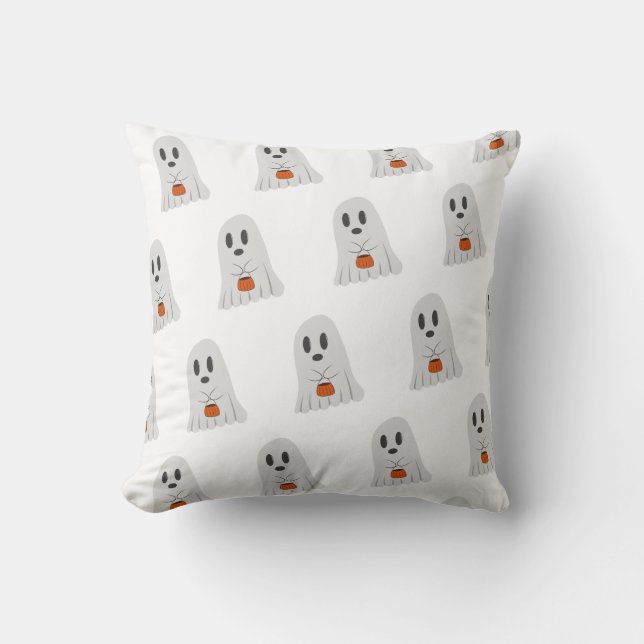 Cute Ghost Halloween Art Throw Pillow (Front)