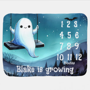 Cute Ghost Halloween Baby Milestones Blanket