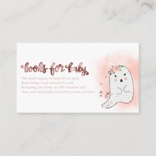 Cute Ghost Halloween Baby Shower Books For Baby En Enclosure Card (Front)