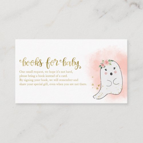 Cute Ghost Halloween Baby Shower Books For Baby Enclosure Card