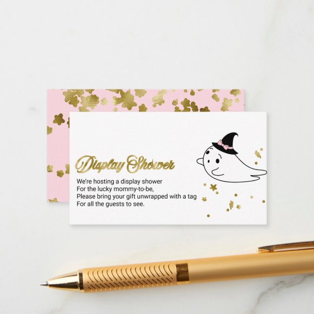 Cute Ghost Halloween Baby Shower Display Shower  Enclosure Card (Front/Back In Situ)